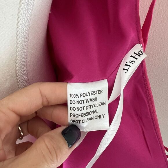 JJ's House Satin Wrap Midi Dress Fuchsia Pink NEW Size 6 Spaghetti Strap - Picture 10 of 11
